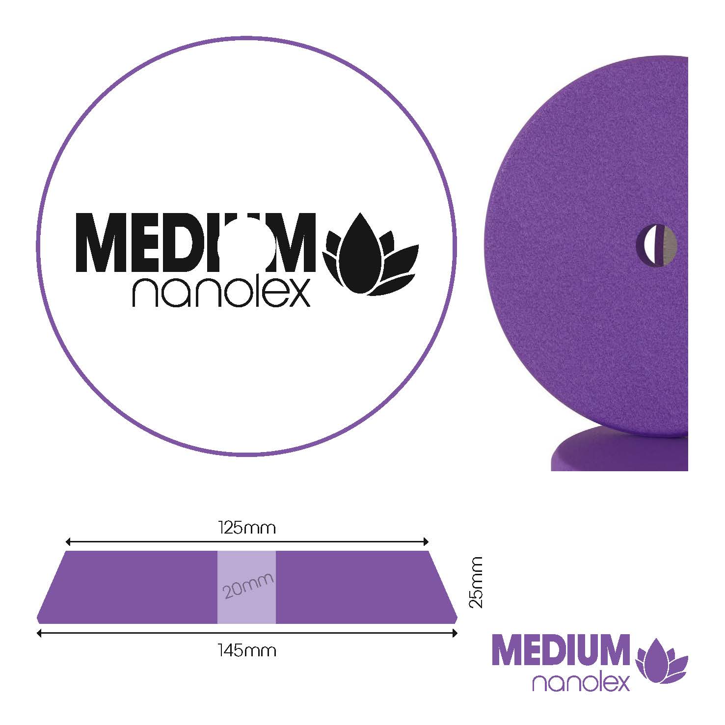 Nanolex Polier Pad DA 145x25x125, Medium, Lila